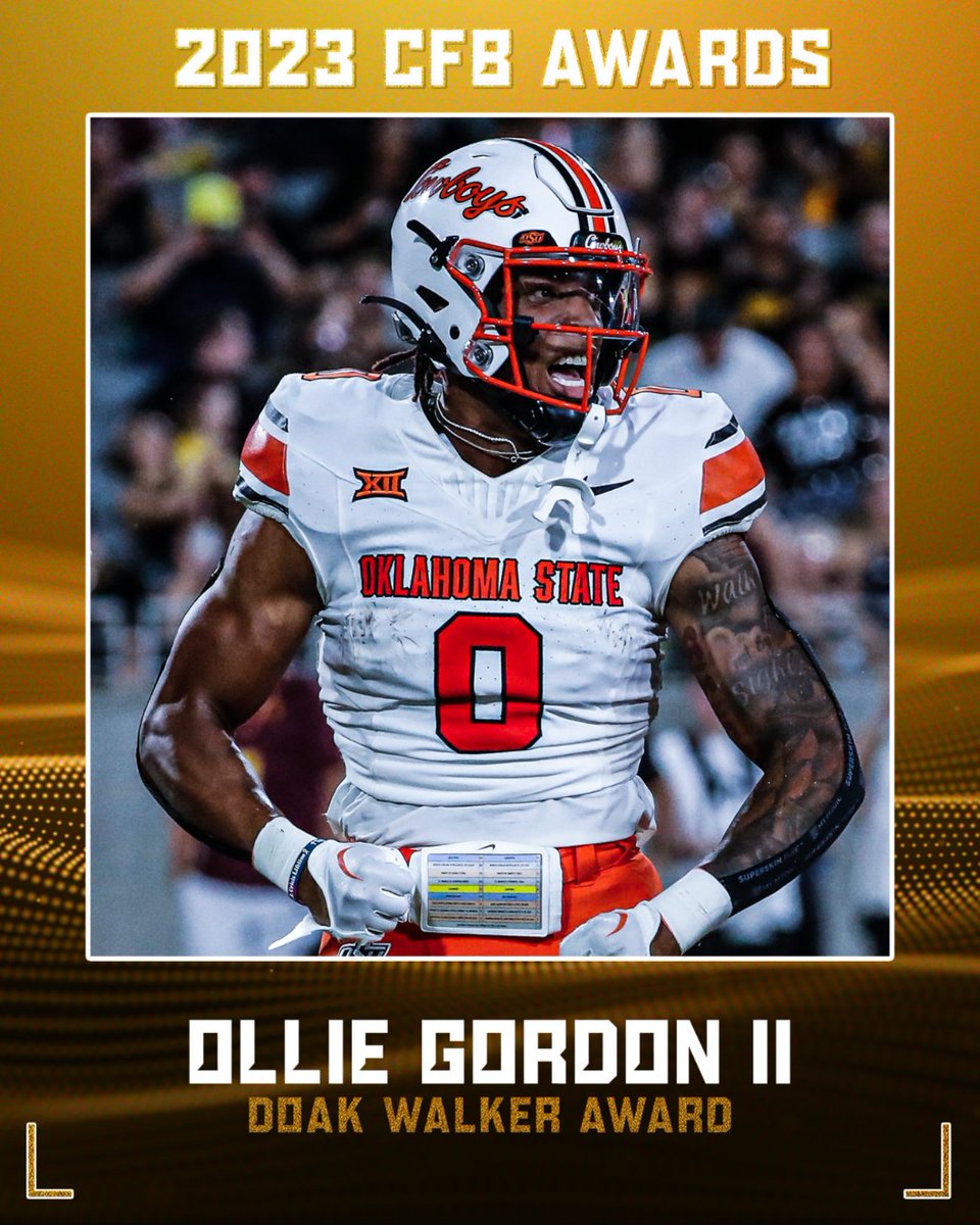 THE RB1 ⚡️⚡️

Ollie Gordon II has won the Doak Walker Award as the nation’s premier running back!