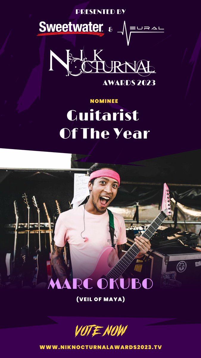 I am not the best guitarist of the year but I am pretty cool.  Props to <a href="/NikNocturnal/">Nik Nocturnal</a> for thinking of me.  Vote for me and veil in whatever categories if you feel like showing some love 💚