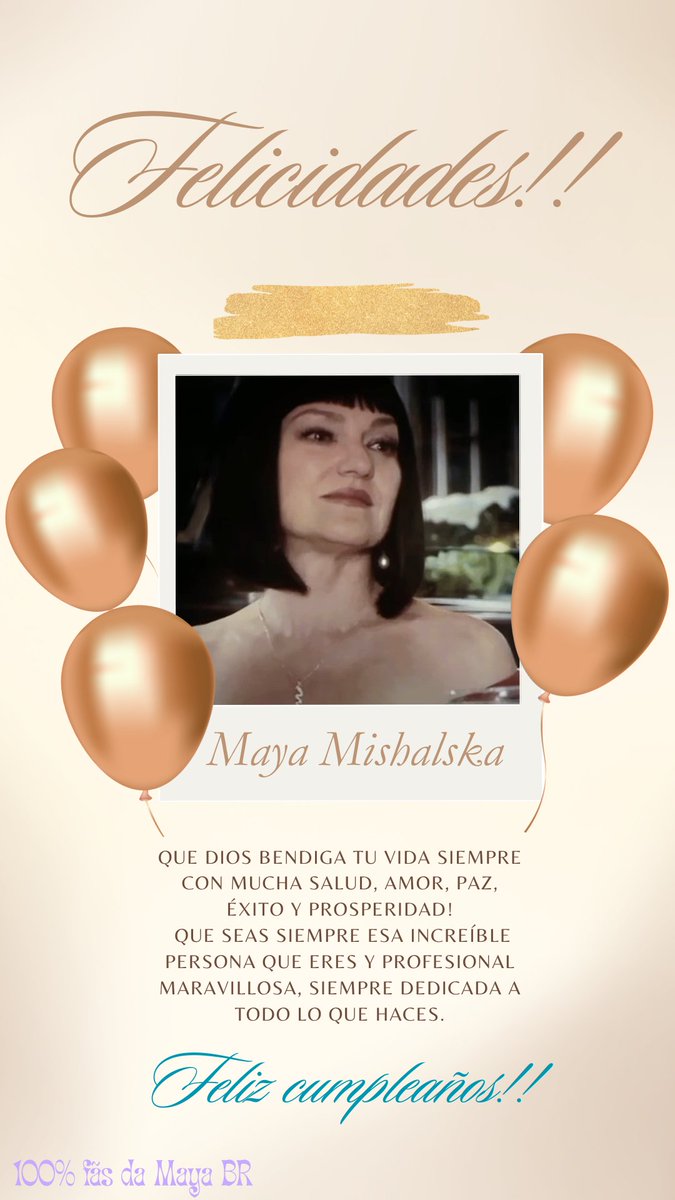 100Fns_deMaya's tweet photo. FELIZ ANIVERSÁRIO MAYITA!!!!
Con mucho amor de sus fans desde Brasil 🇧🇷 🎂❤️✨️
#FelizCumpleMaya #MayaMishalska #100fansdeMaya https://t.co/ZzJNYVTQQE