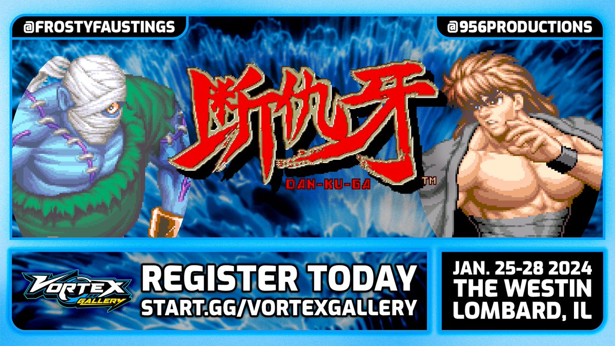 956Productions's tweet photo. ❄️Don't miss out on this gem!
Sign up for Dan-Ku-Ga at Vortex Gallery at Frosty Faustings XVI today!
🌀Bring Your Own Mix!
📅Jan 25-28
🗺️The Westin - Lombard, IL
📋Sign-ups: https://t.co/pyXBPBDNLI
#VGFFXVI #DanKuGa https://t.co/ybASyueyGA
