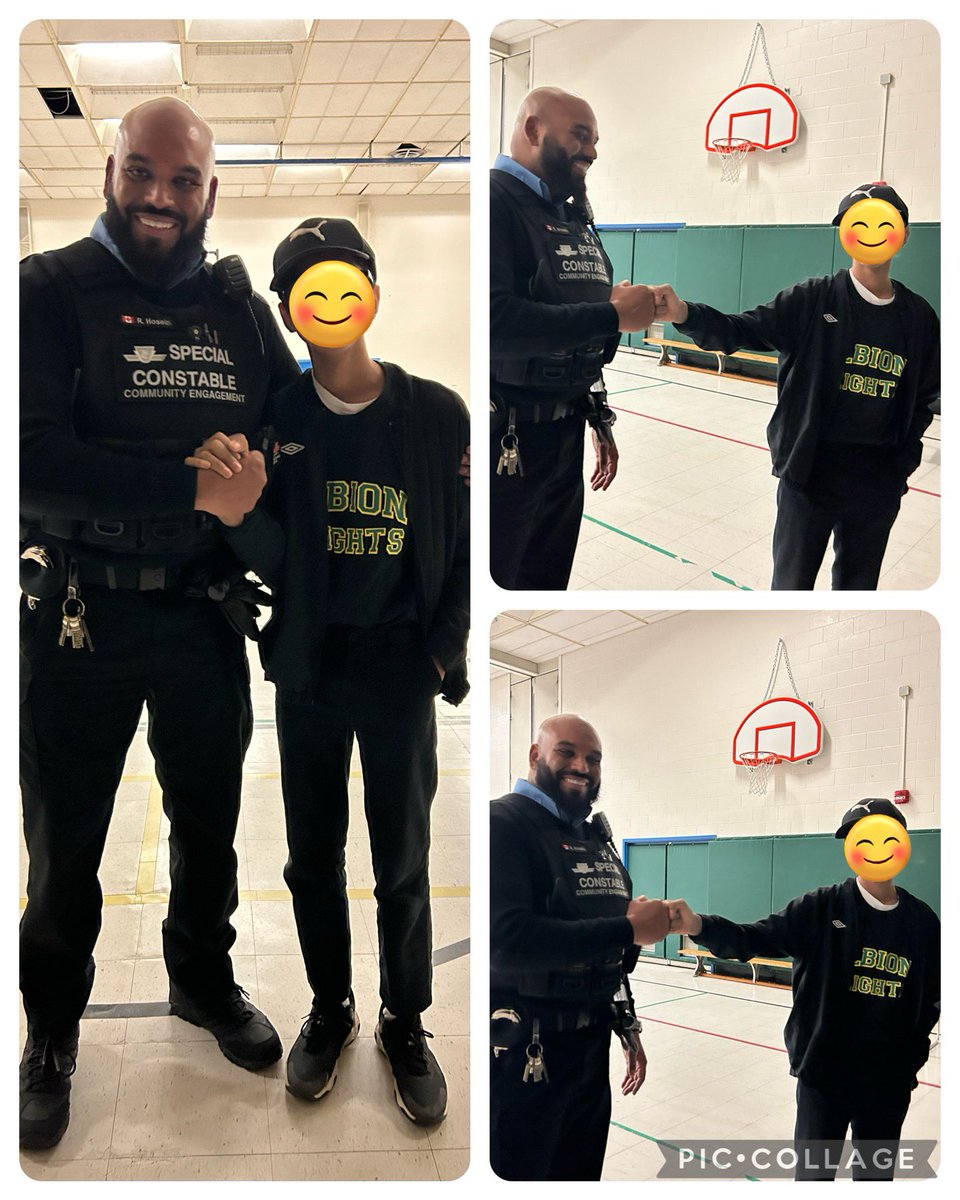AlbionHeights's tweet photo. Fun with the @TTC_CEU constables as they handed students and teachers gifts for their classes! 

The tech crew who set up the Gym for the presentation posed for pics and one student was inspired to follow this career path! 

@LC1_TDSB @tdsb https://t.co/W7UwLnDg4J