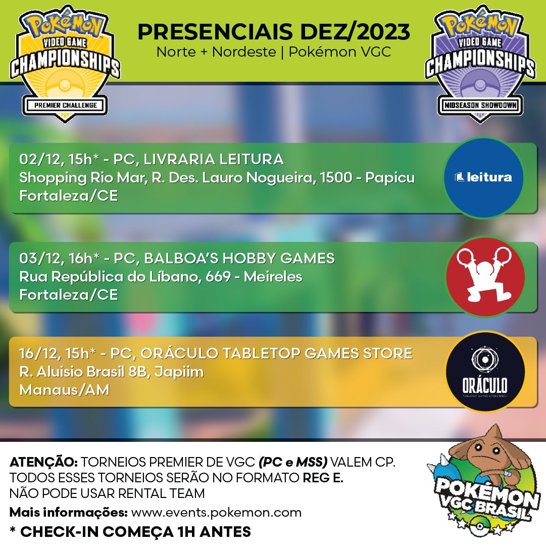 Inscrição Torneio Pokémon League Challenge - 02/12