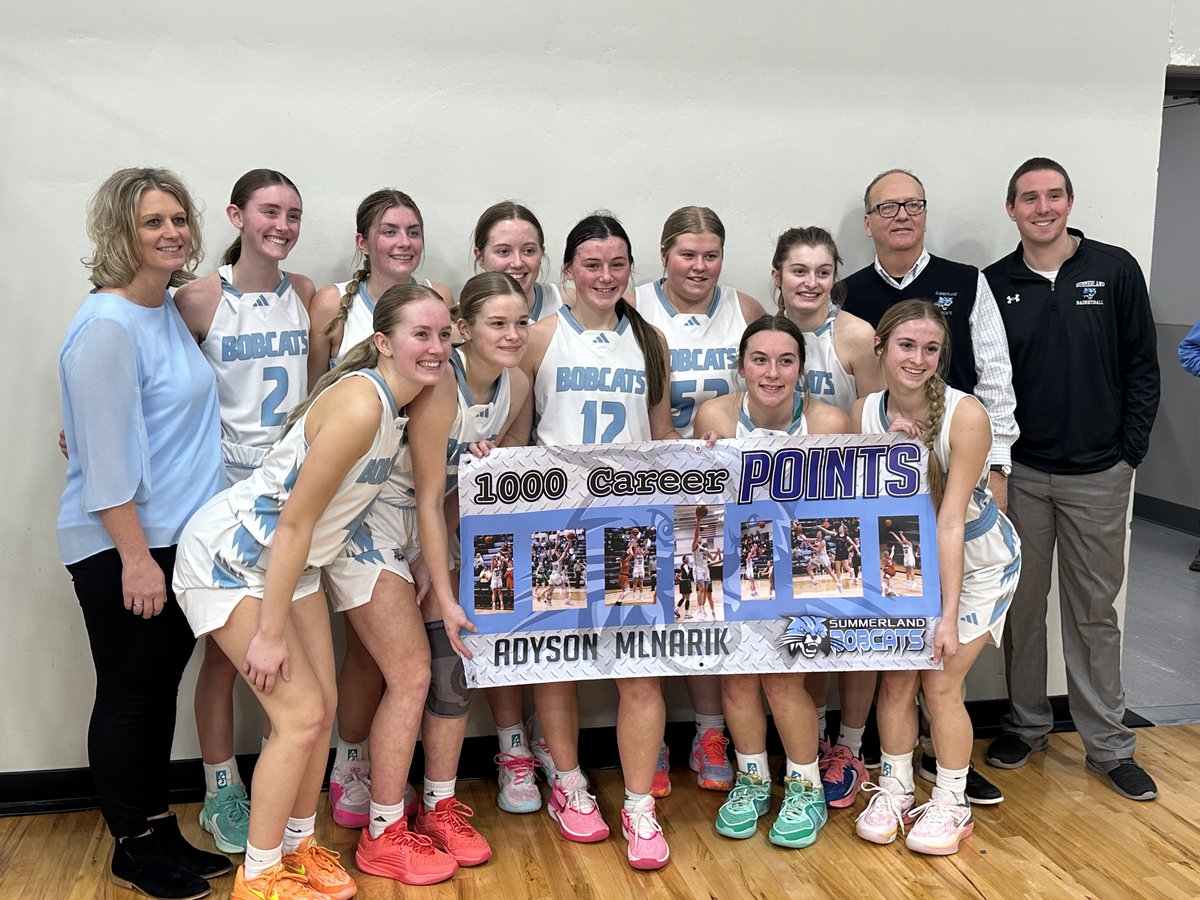 KBRXLIVE's tweet photo. Adyson Mlnarik of Summerland scores 30 points against Niobrara-Verdigre while earning her 1,000th career point! Congratulations Adyson on your 1,000th career point! https://t.co/cERxPdGDHC