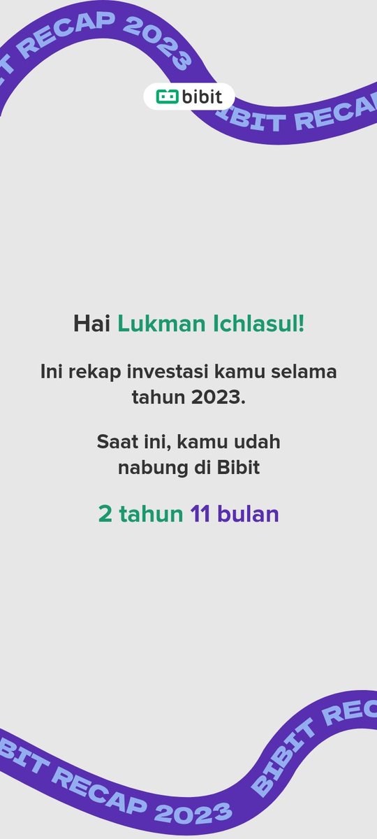 Lukmanichlasul's tweet photo. Ketauan banget top upnya pas gajian doang :)
But yaa, at least better than last year
@bibitid #BibitRecap
Gua investasi bukan buat jadi kaya, tapi setidaknya buat ngurangin efek inflasi. Itu aja udah.
Selamat dan semangat mencari nafkah, wankawan! https://t.co/MWBWrgophP