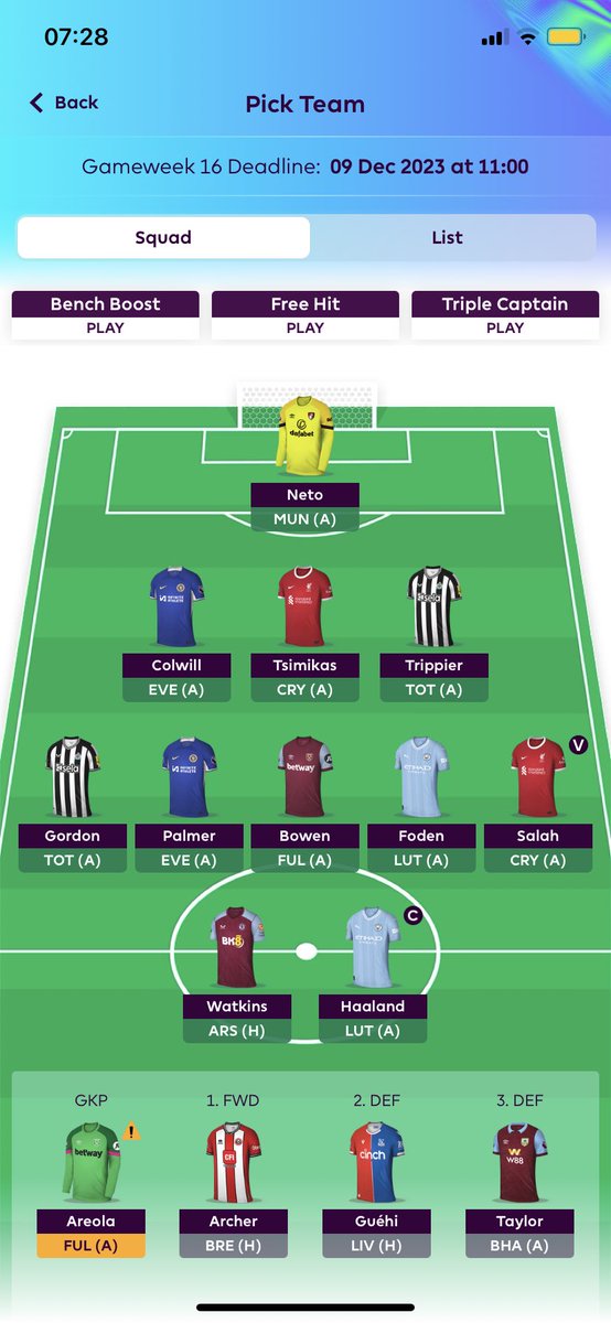FPLtic's tweet image. GW16 🔒

Beat the price rises/drops early. Mbeumo &amp;amp; Cash &amp;gt; Foden &amp;amp; Colwill. 

Nordic meat shield 🇳🇴🧢

Looking for my 8th green arrow in 9 ✅

🏴󠁧󠁢󠁥󠁮󠁧󠁿 220k
🌍 640k

Best of luck! 

#FPL #FPLCommunity