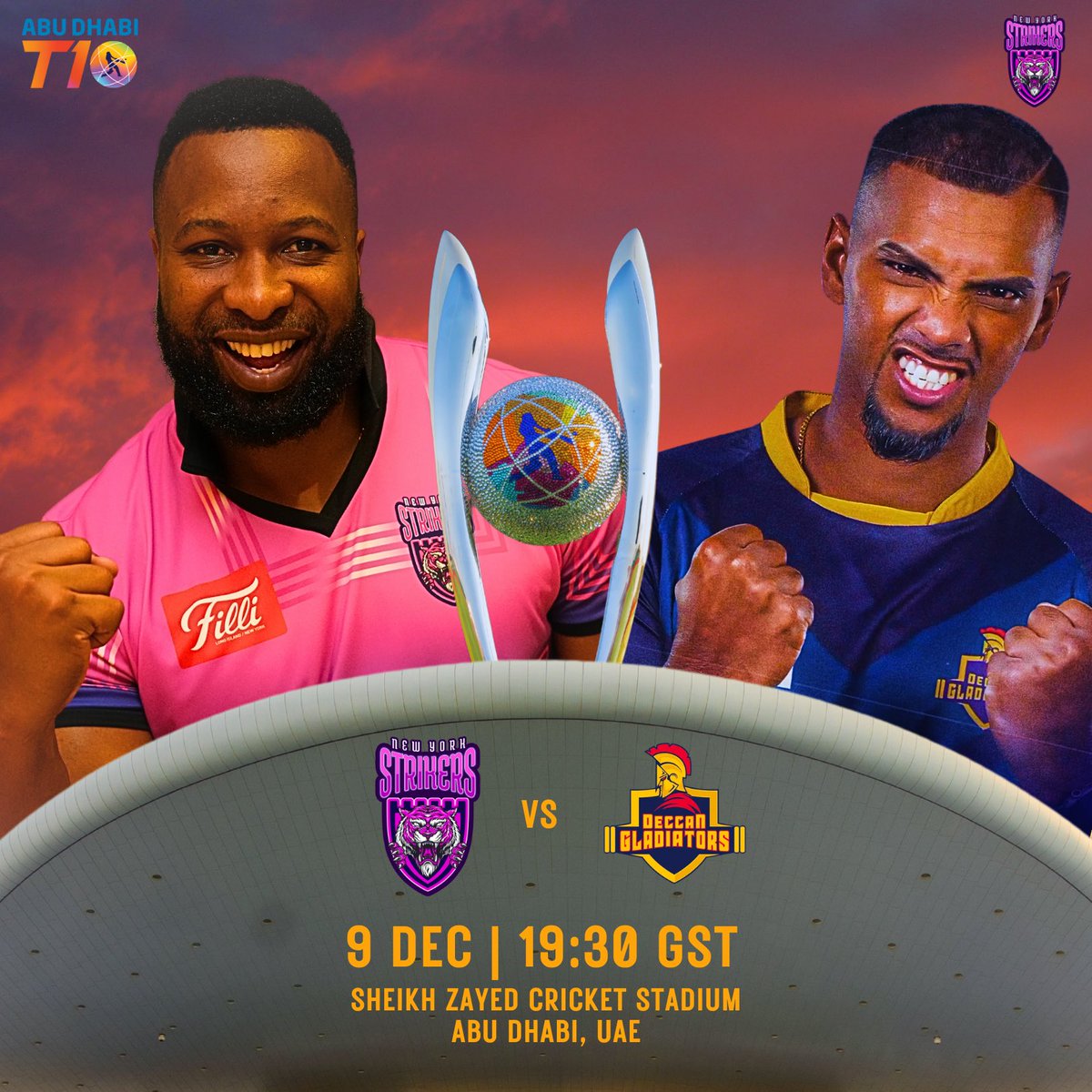 Time for the final showdown 🔥💪 #NewYorkStrikers #NYSSquad #T10League #ADT10 #CricketsFastestFormat #AbuDhabiT10 #StrikeFearlessly