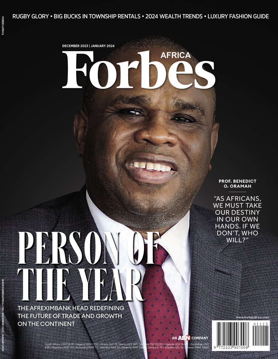 forbesafrica's tweet photo. #NewIssueAlert 📣📣📣
Meet the FORBES AFRICA #PersonOfTheYear2023 

“AS AFRICANS, WE MUST TAKE OUR DESTINY IN OUR OWN HANDS. IF WE DON’T, WHO WILL?” -Prof. Benedict O. Oramah, President and Chairman of the Board of Directors of @afreximbank.

The Dec 2023 / Jan 2024 issue of FORBES AFRICA is an action-packed compilation of all the news and newsmakers from Africa. The 2023 Person of the Year is an illustrious economist and banker known for his successful strategies for trade and growth on the continent.

Read the full cover story by @TomisinAmokeoja by getting your copy now available! Get your digital copy here: https://t.co/Xu3yOZ7JvR OR get the new issue of #FORBESAFRICA on shelves at selected store🎉