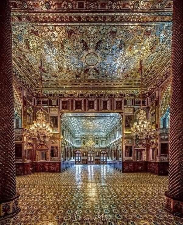 This is the inside of Golestan Palace in Tehran, Iran. The Palace is a historic royal residence, originally from the Qajar dynasty, built in 1524 AD, during the reign of Tahmasp I.

Recognized as a UNESCO World Heritage Site, the palace stands out for its Persian architecture,