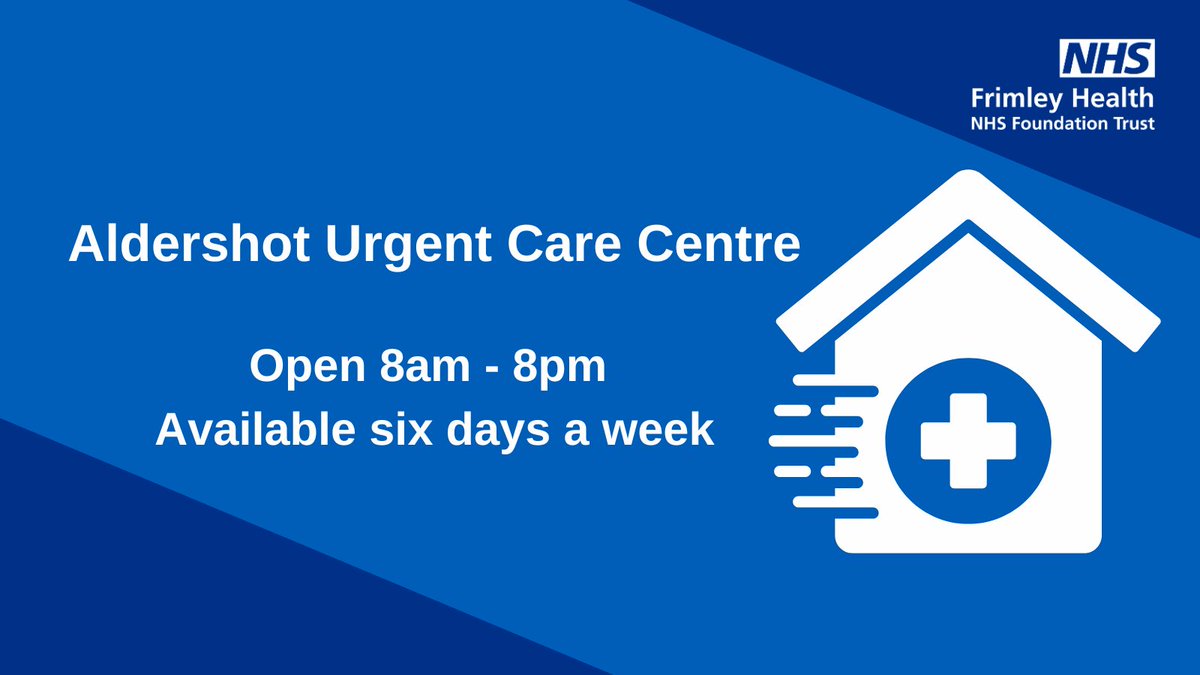 Our Aldershot Urgent Care Centre is now open for anyone with a minor illness who needs treatment. Open Monday - Saturday from 8am - 8pm. #MakeTheRightChoice to get the right care for you and your family this winter. Find out more ➡️ fhft.nhs.uk/news/additiona… @FrimleyHC