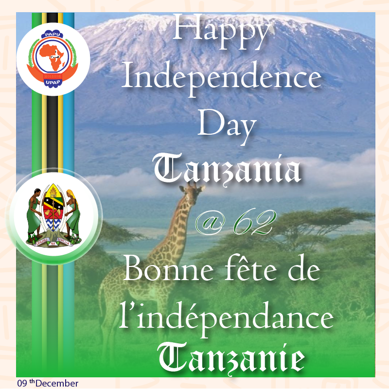 HAPPY INDEPENDENCE DAY TANZANIA
BONNE FÊTE DE L'INDÉPENDANCE TANZANIE
<a href="/posta_tz/">Posta Tanzania</a> @TCRA_Tz <a href="/Nnauye_Nape/">Nape Moses Nnauye</a> @wizarahmth <a href="/ikulumawasliano/">ikulu_Tanzania</a>