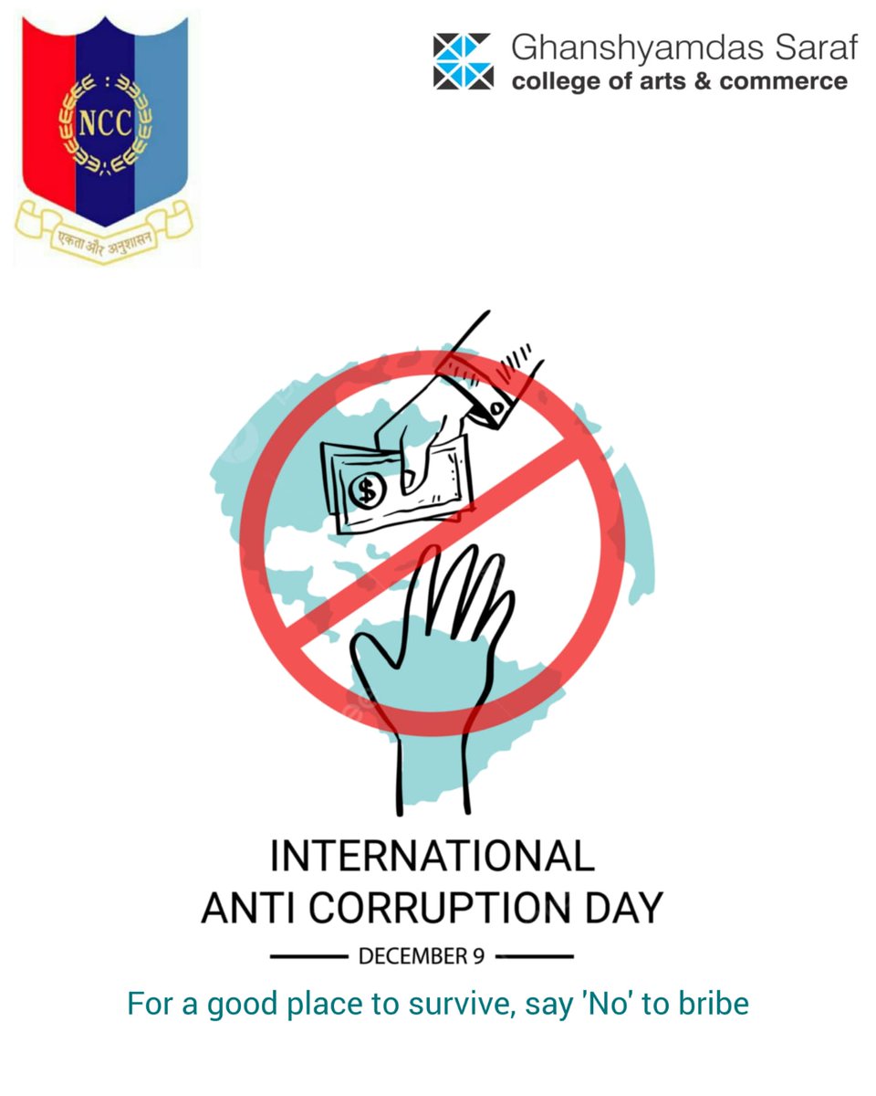 Let's strive to be the one who helps build a better society.💰💲 #InternationalAntiCorruptionDay @HQ_DG_NCC @ncc_dte @mumbai_group @DefPROMumbai