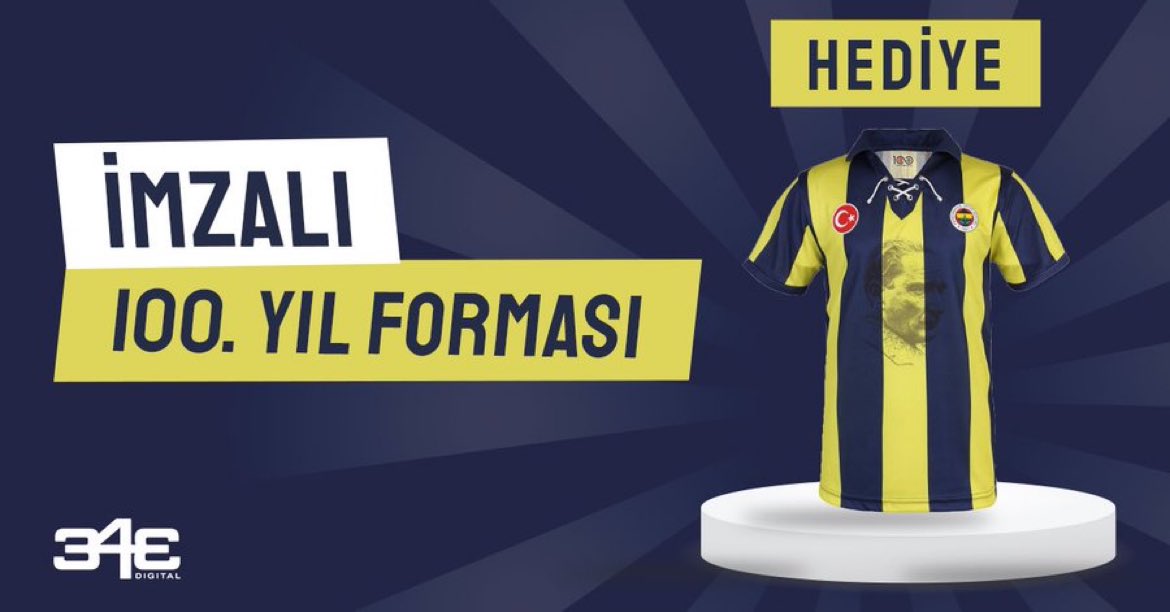 💥 343 Digital ailesi olarak takipçilerimize fırsatlar sunmaya devam ediyoruz.

🟡🔵 Fenerbahçe’nin cumhuriyetin 100. yılına özel çıkardığı çubuklu formayı kazanmak için:

👉 Bu gönderiyi RT’leyip, bizi takip edin!

• Not: Kazanan takipçi, 16 Aralık Cumartesi günü açıklanacak.