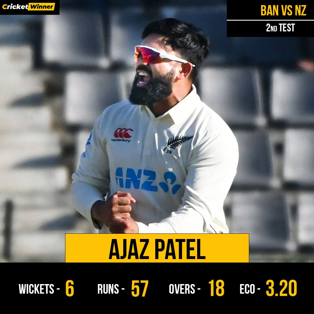 An excellent spell by Ajaz Patel in Mirpur!

#AjazPatel #BANvsNZ #Test #Cricket