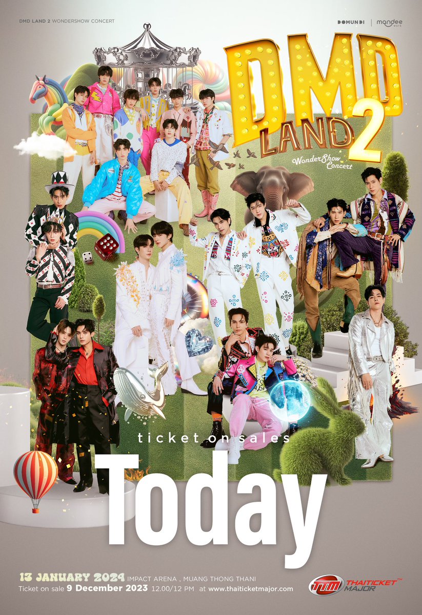 DomundiTV's tweet photo. Get your ticket and join us for something ‘Wonder’ 🌈☁️

More than 70% of tickets are already sold out. รีบซื้อก่อนเสียใจ เพราะเรามีเซอร์ไพรส์รอทุกคนอยู่ 🤫

𝐃𝐌𝐃 𝐋𝐀𝐍𝐃 𝟐 ‘𝐖𝐨𝐧𝐝𝐞𝐫𝐒𝐡𝐨𝐰’ 𝐂𝐨𝐧𝐜𝐞𝐫𝐭 
The 2nd Fan Meeting Concert of Domundi.

Ticket on sale
🔗 : https://t.co/MX7o3ReORn

🗓️ 13 JANUARY 2024
🎪 IMPACT Arena, Muang Thong Thani
🎤 Show Time 4 PM (GMT+7)

🎫 Ticket Price: 7,900 / 7,500 / 7,000 / 6,500 / 5,500 / 4,500 / 3,500 / 2,500 / 1,500 / 900 THB

🎥 Live Streaming Ticket Price: 1,990 / 1,690 / 1,290 THB

#DMDLAND2
#domunditv
