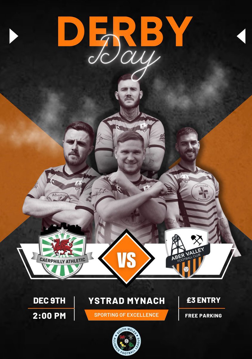 ⚽️⚽️ Matchday ⚽️⚽️

Our firsts finally return to league action today. We travel to Ystrad Mynach to take on <a href="/CaerphillyAFC/">CaerphillyAthleticFC</a> in a local Derby.

Great to see a tier 4 Derby between the clubs. A good crowd expected as most other games are off. 

#COTA 🧡🖤
