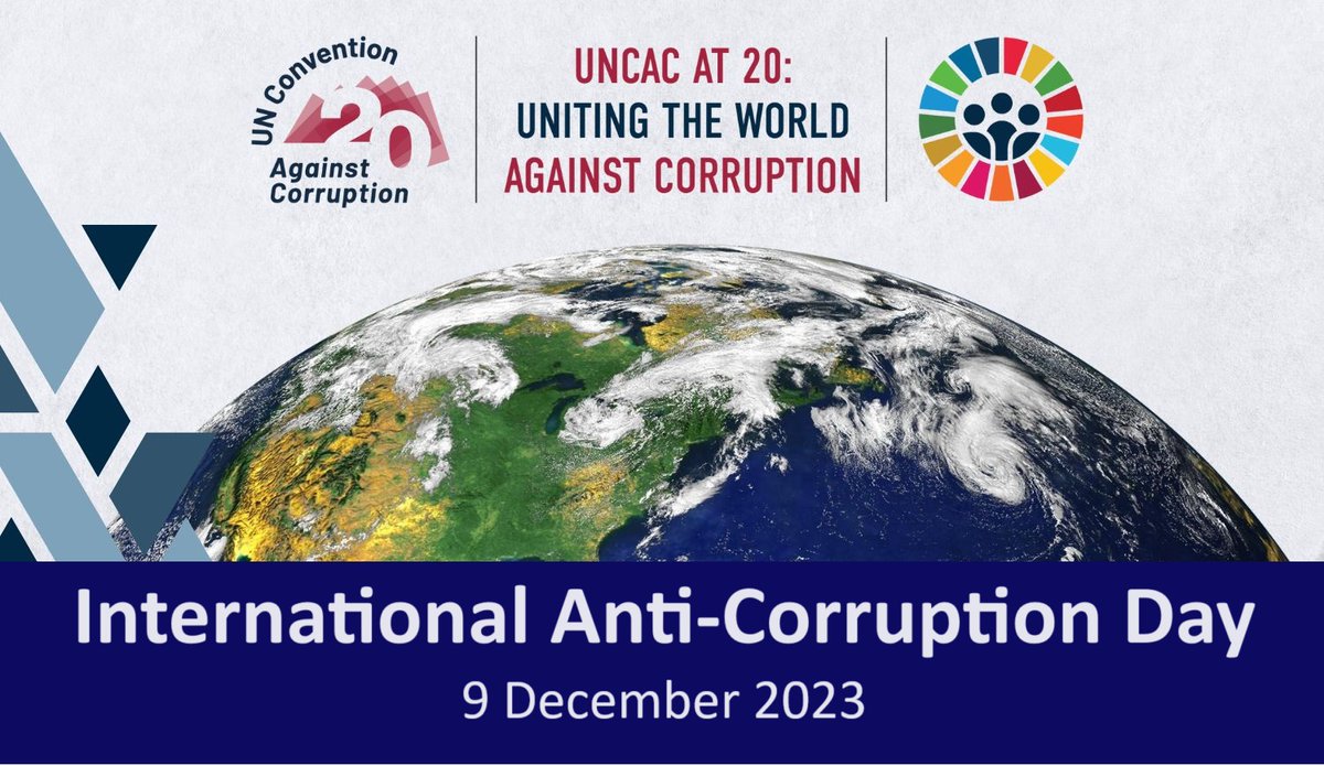 #InternationalAntiCorruptionDay, 9 December - raises awareness about the negative effects of #corruption & the role of the @UN Convention against Corruption in preventing it. 2023 theme: “UNCAC at 20: Uniting the World Against Corruption” #UnitedAgainstCorruption #IACD2023