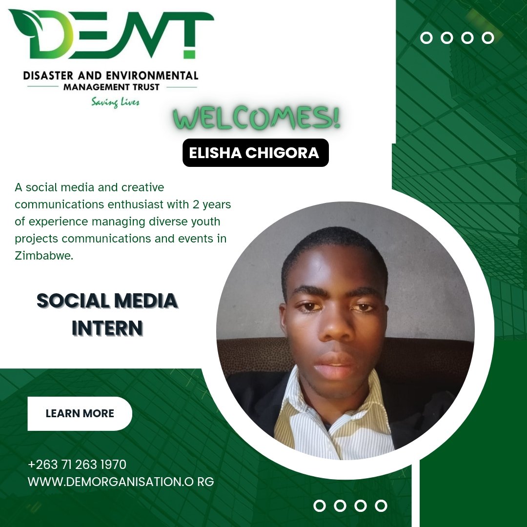 DEMtrust's tweet photo. #DEMT #YouthLed
We're thrilled to welcome Elisha Chigora, Social Media Intern, to our team! With his infectious enthusiasm and fun-loving spirits, the office just got a whole lot cooler. 🎉 #NewRockstars" https://t.co/g49gIt7Aq4