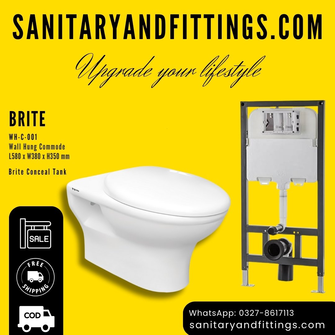 PROMO Code: #SANITARYANDFITTINGS

Product Code: Brite 001 Wallhang Commode & Concealed Tank
Product Link:sanitaryandfittings.com/product-catego…

Free Shipping 📦
Cash On Delivery 🚚
Location: Star Collection
g.co/kgs/t4jGde
Contact Number: 0327-8617113
#britesanitaryware #briteceramics