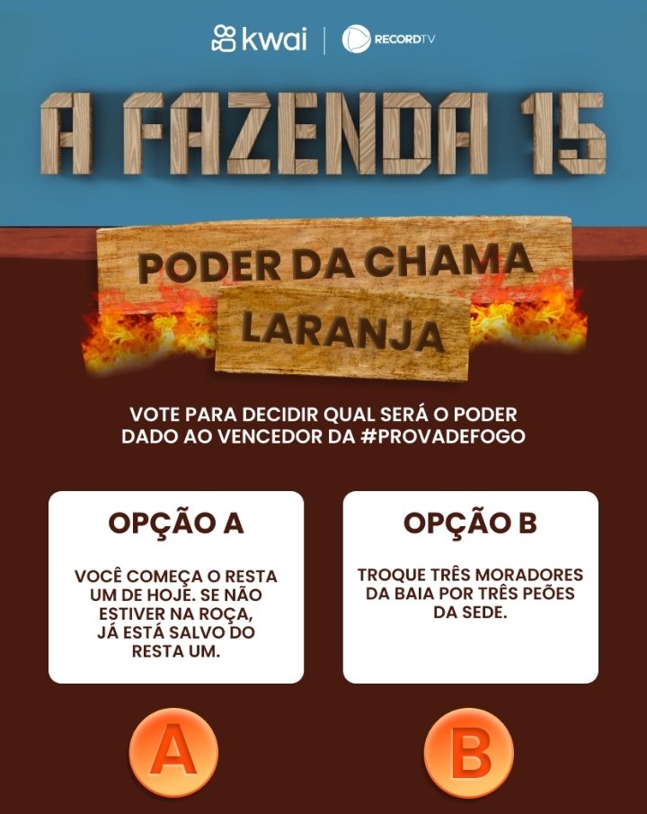 othanosbr's tweet photo. As duas opções do poder da chama laranja, já estão disponíveis.
#PoderDaChama
#ProvaDeFogo
#AFazenda
#AFazenda15
Reprodução 📸
@KwaiBrasil
@recordtvoficial https://t.co/fFcvVlXJsW