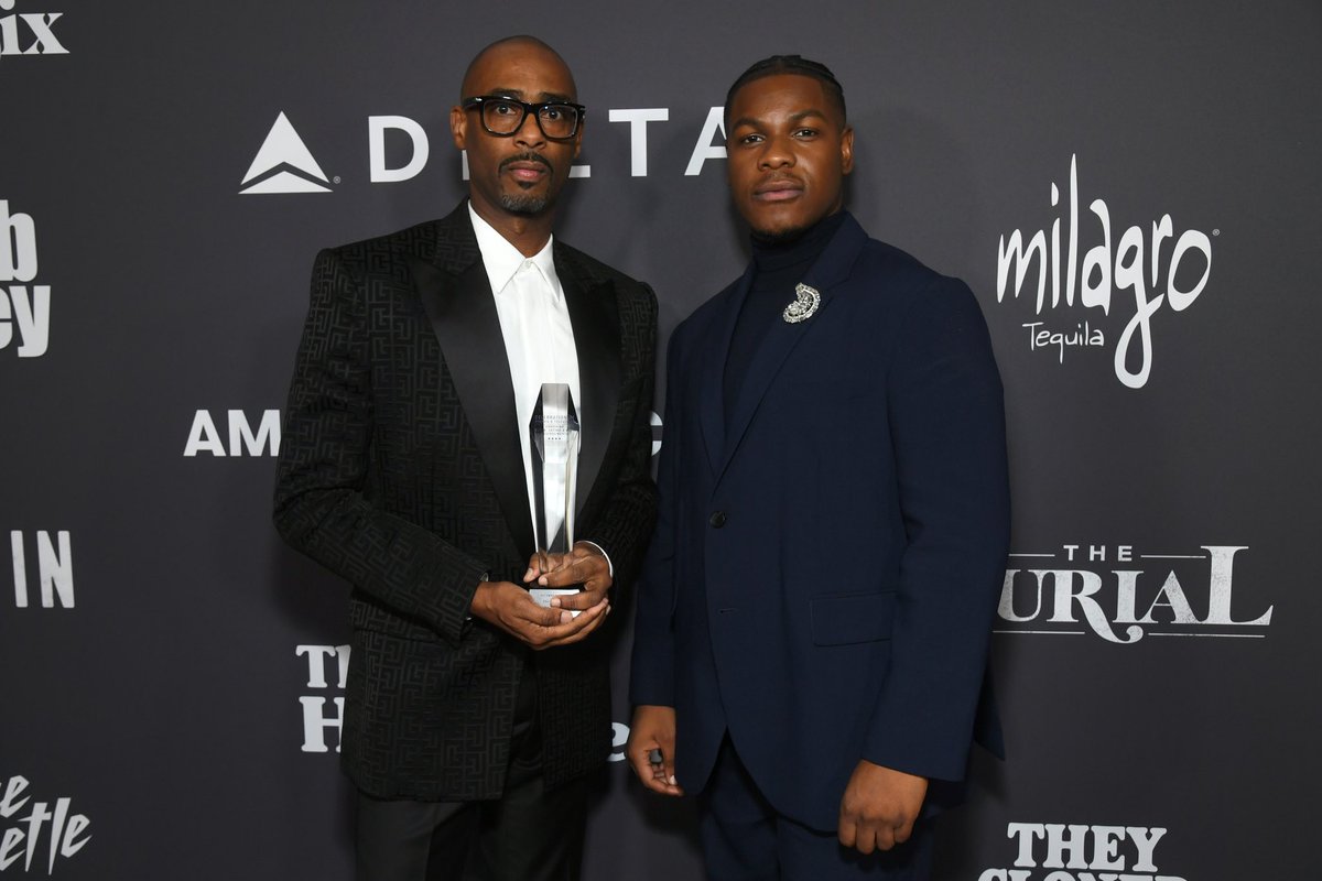 IAmCharlesDKing's tweet photo. In addition to having my family by my side with so many friends and colleagues in the room, receiving the award from #TheyClonedTyrone’s @JohnBoyega was the perfect icing on the cake. Thank you for the incredible recognition! #fbf #CriticsChoice #CCCelebration #Netflix #stayMACRO https://t.co/CDn625gsy0