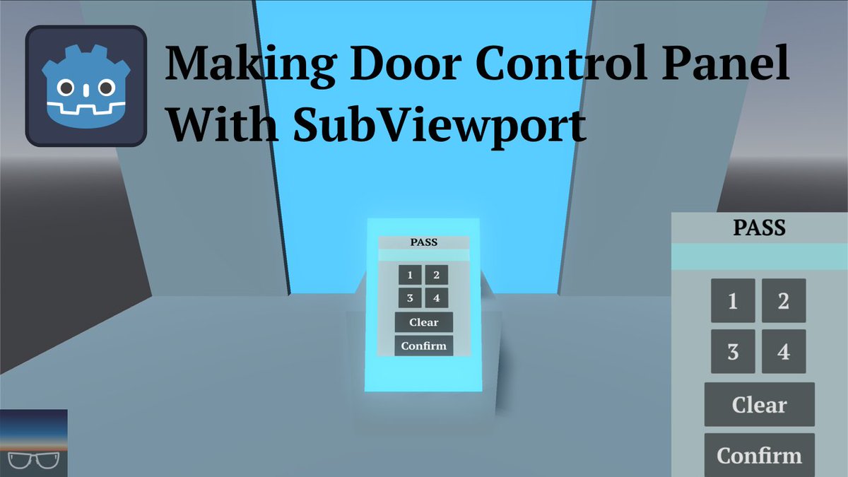 AATwilightYT's tweet photo. Showing how to use SubViewport in Godot to make a door control panel at https://t.co/CyM5RnA92l

#GodotEngine #tutorial #gamedev #indiedev #programming #screenshotsaturday https://t.co/SE7fsZeUee