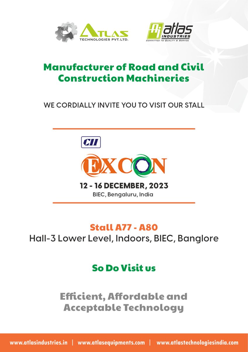 AtlasTechIndia's tweet photo. Getting excited....getting ready for Excon 2024

You all are invited to our stall A77 to A 80 (Indoors) at Hall 3 (Lower Lever)

12-16 December - BIEC, Bangalore

#exhibition #exhibition2023 #excon2023 #excon https://t.co/GzQ0mhkOM3