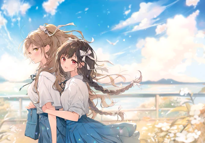 青空に白リボン | 雪子 #pixiv #ふたりべや 