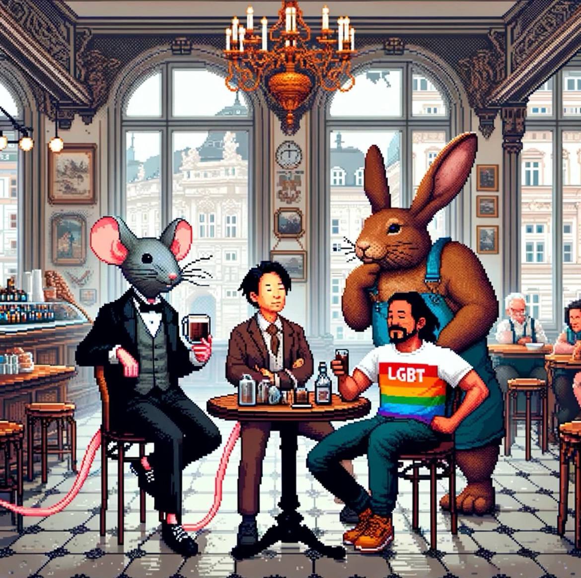 ethentree's tweet photo. a mouse, a gentleman, a rabbit, and Wen walk into a bar
#WTFR https://t.co/PKcJEZ0fOc