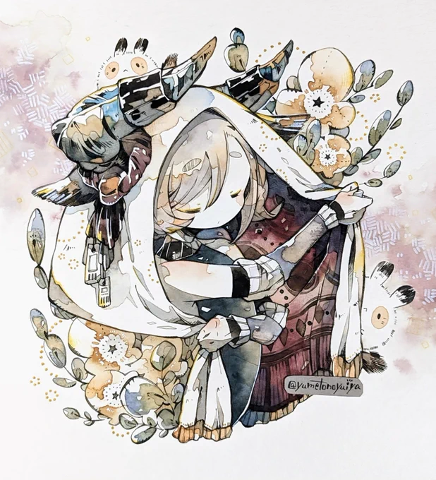 版権も稀に描いてますが普段はオリジナル絵描きなのでヘンテコ生物とか角とか鉱物を水彩で描いてます