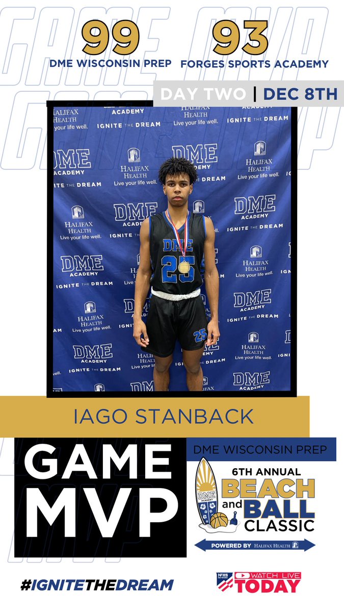 MVP of DME Wisconsin Prep vs Forges Sports Academy 

#25 Iago Stanback <a href="/IagoStanback/">Iago Stanback</a> 

-35pts

#DMEBeachandBall