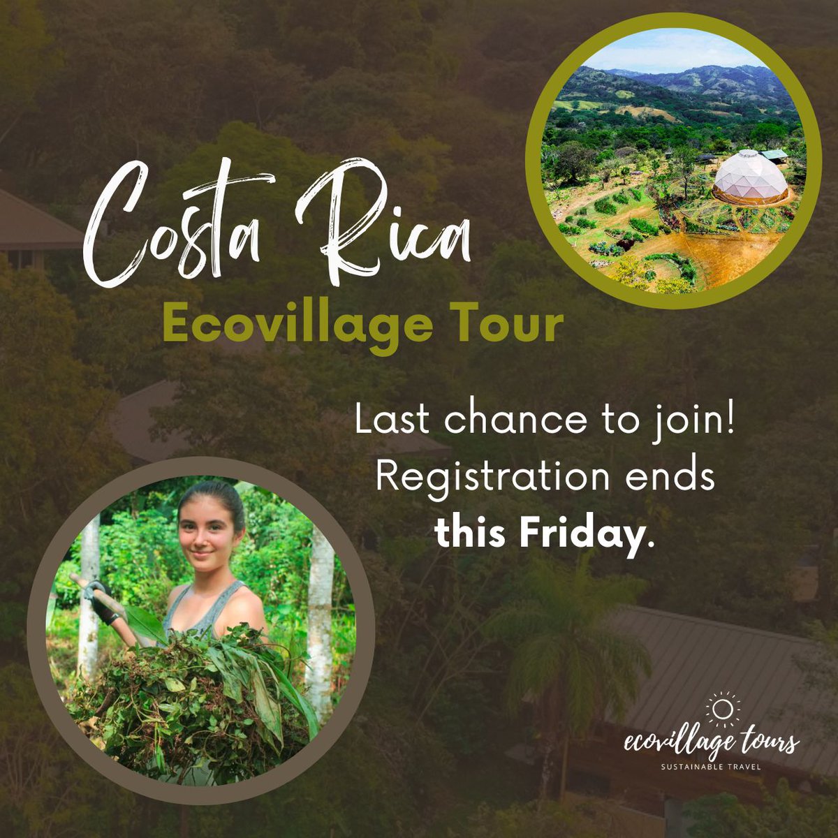 yonearthworld's tweet photo. Only 4 spots left! Register now to experience the Ecovillage Tours immersion in Costa Rica Jan 23-31, 2024! https://t.co/iCBR2iujEM #yonearth #ecotourism #ecovillage #community https://t.co/YGiQvKmGdm