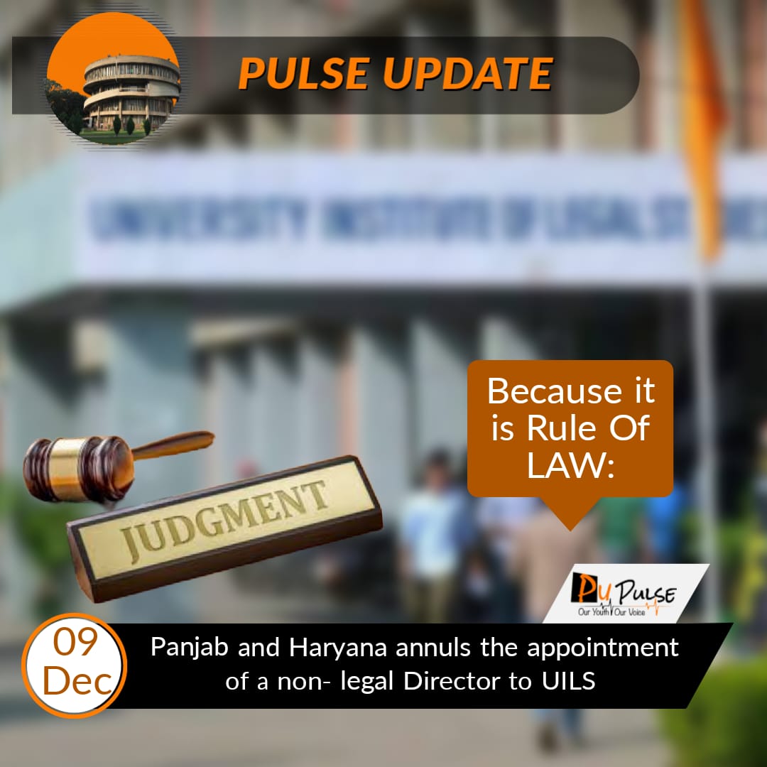 pu_pulse's tweet image. The honorable Panjab and Haryana High Court has annulled the appointment of Political Science professor  Dr. Sarabjeet Kaur as  Director of University  Institute of Legal Sciences.
#uils #chandigarh #panjabuniversity