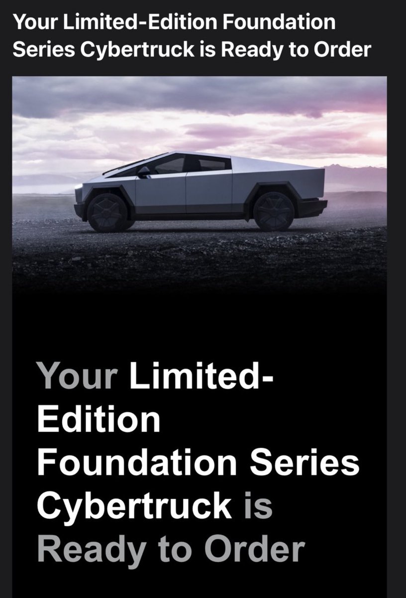 Wow, I’m currently getting a TON of DMs from followers saying that Tesla is inviting them to configure Foundation Series Cybertrucks. I’ve confirmed each one with screenshots, etc. NONE of them are Tesla employees. Exciting times!