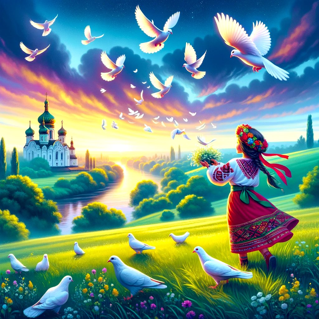uabright's tweet photo. І буде мир... І вишні зацвітуть У рідному моєму краї. Лелеки добру звістку принесуть: "Кінець війні, ми ворога здолали!" І на світанку вмиється Земля Ранковою холодною росою. І буде чути пісню солов'я, А не ревіння літаків над головою. Підніме очі закривавлений Ірпінь, Йому плече підставить сива Буча. А Бородянка і Гостомель-побратим Порушать тишу стогоном болючим. Демидів враз прокинеться від сну, Від болю ран ворожих окупантів. На повні груди крикне: "Я живу!!! Я витримав оцих потвор-мутантів". Козаровичі, пошматовані вогнем, Потоптані, знесилені і босі. Тавровані ординським тим мечем Піднімуть хвилю в морі стоголоссям. І Димер, Катюжанка, і Синяк Сплюндровані поганською рукою ката Без сліз, бо їх давно уже нема З колін устануть, бо прийшла розплата. Почує це Іванків – сивий дід. Вони його живого розпинали, Він навіть не стогнав, він гордо переніс. Його тортури дикі не зламали. Чоло насупить древній наш Лютіж Поранений, обстріляний, побитий. Тримав він оборону, як справжній захисник, Сміливістю своїх людей прикритий. А Вишгород, наш славний волонтер! І день, і ніч збирає поміч всім нужденним. Ви очі бачили, отих святих людей, У них вогонь добра горить священний. Засяє сонцем Вишгородський край. Підніметься з руїн моя країна, Бо мужності такої світ не знав. По силі духу ти одна така єдина. Повернемось до мирного життя, Запахнуть чорнобривці й рута-м'ята. І мама заспіває "Котика-котка", І принесе "від зайчика" гостинця тато.

Олена Горголь-Ігнатьєва «Украдена весна»
#Україна #Ukraine