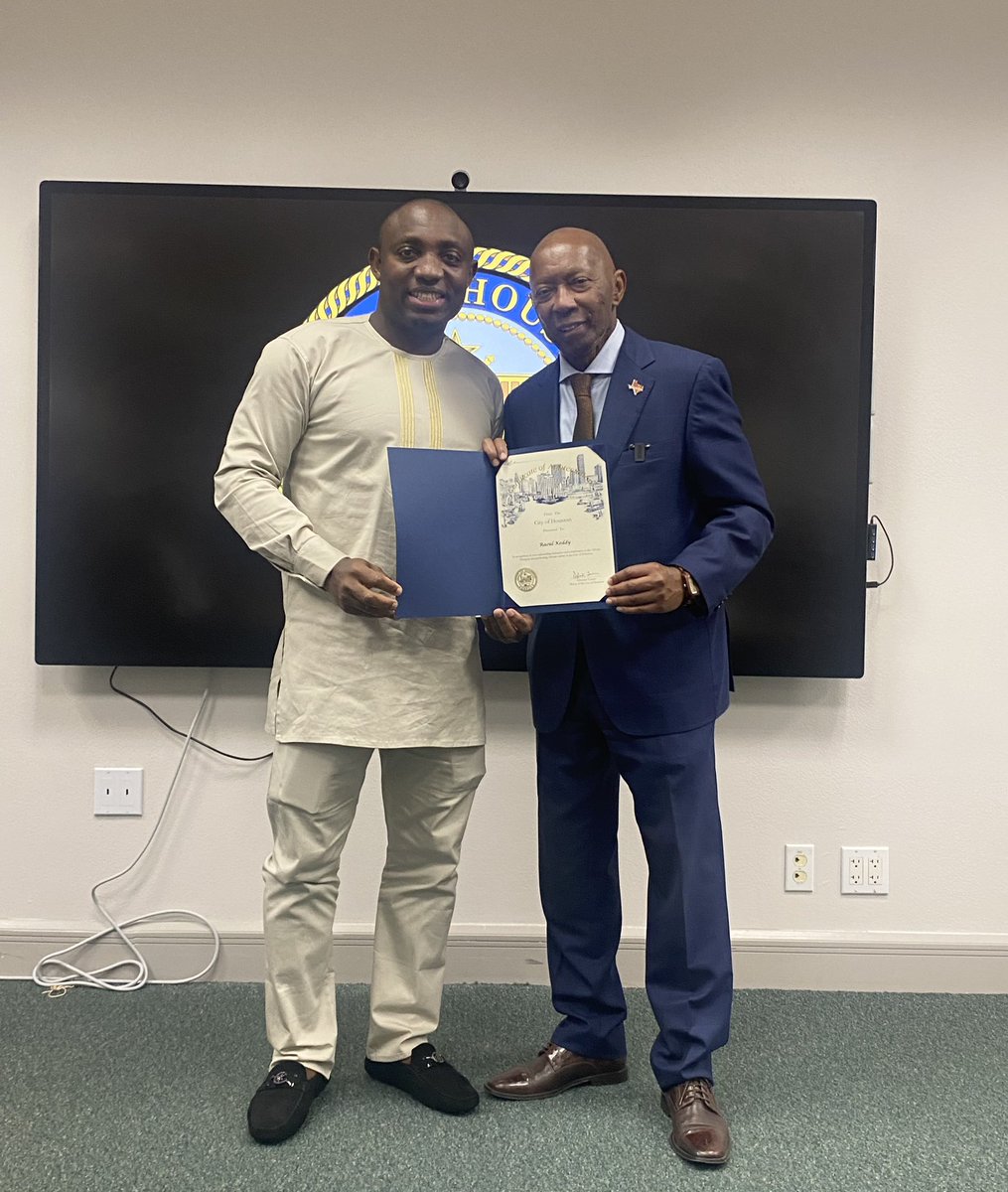 raoulkeddy's tweet photo. I’m humbled and honored to receive this recognition from the City of Houston presented by Mayor Sylvester Turner for “outstanding dedication and contribution to the African Diaspora and promoting African Culture in the City of Houston” 

Forging New Strategies for U.S. - Africa https://t.co/kQf55jBPB5