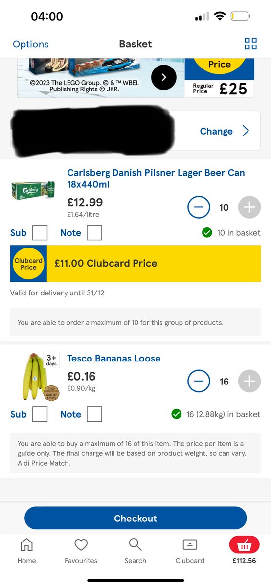 It’s understandable that <a href="/Tesco/">Tesco</a> limit the number of products you can order on delivery for your family shop.

I think they need to work on the numbers though. 16 bananas could be demolished by a family of 4 in a week, but 180 cans of lager?
