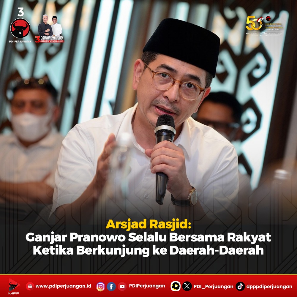 PDI_Perjuangan's tweet photo. Ketua Tim Pemenangan Nasional Ganjar-Mahfud, Arsjad Rasjid, menyebutkan bahwa calon presiden nomor urut 3 Ganjar Pranowo memiliki latar belakang dan prinsip yang dekat dengan rakyat. Arsjad mencontohkan, Ganjar hobi blusukan, bahkan tidak hanya blusukan tapi juga tidur di rumah-rumah rakyat.

Ketua TPN Ganjar-Mahfud Arsjad Rasjid menyampaikan, Ganjar selalu bersama rakyat ketika berkunjung ke daerah-daerah. Bahkan, ia menyebut bahwa sikap itu juga ditunjukkan oleh putra Ganjar, Muhammad Zinedine Alam. "Bayangkan, bukan Mas Ganjar (saja), Mas Alam pun tidur bersama rakyat, itu luar biasa," ujar Arsjad.

Ketua TPN Ganjar-Mahfud, Arsjad Rasjid menegaskan bahwa Ganjar bakal melanjutkan program-program pembangunan yang dikerjakan pemerintahan sekarang. "Tidak hanya melanjutkan, lebih dari itu Mas Ganjar akan melakukan percepatan dalam pembangunan ekonomi rakyat," kata Arsjad.

#PDIPerjuangan
#GanjarUntukSemua
#GanjarPresiden
#MEnangkanGAnjar
#GanjarMahfud
#GanjarMahfud2024