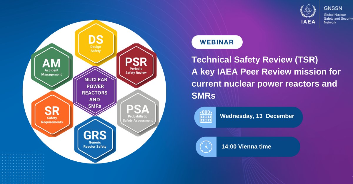 Want to learn how IAEA Technical Safety Review services enhance the safety of current nuclear power reactors & small modular reactors? Sign up for this webinar and listen in to international experiences and developments in the IAEA’s peer review service. atoms.iaea.org/3uYbWu8