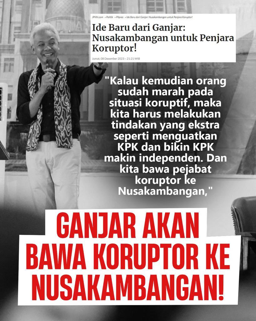 Nusakambangan Penjara Koruptor

Oleh : Nikmatul Sugiyarto

Baru-baru ini saya sudah menyelesaikan membaca novel RI1. Di sana menceritakan tentang peran seorang presiden yang memerangi gembong koruptor di negara Indonesia. Banyak sebenarnya bumbu cinta yang bertaburan di sana.