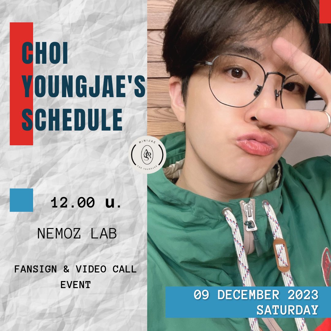 Minijae_Ars's tweet photo. งานของยองแจวันที่ 09/12/2566

12.00 น. : 
NEMOZ LAB
FANSIGN &amp; VIDEO CALL EVENT

ช่องทางติดตามรายการวิทยุของยองแจ
📻 : https://t.co/AbyL30UcTD

งานต่างๆของยองแจ
🌙 : https://t.co/KH5K5o4Pig

#GOT7영재의친한친구 #친친
#영재 #YOUNGJAE #달디
#MiniJaeArs
@GOTYJ_Ars_Vita @YOUNGJAExArs https://t.co/elHOCU21XD