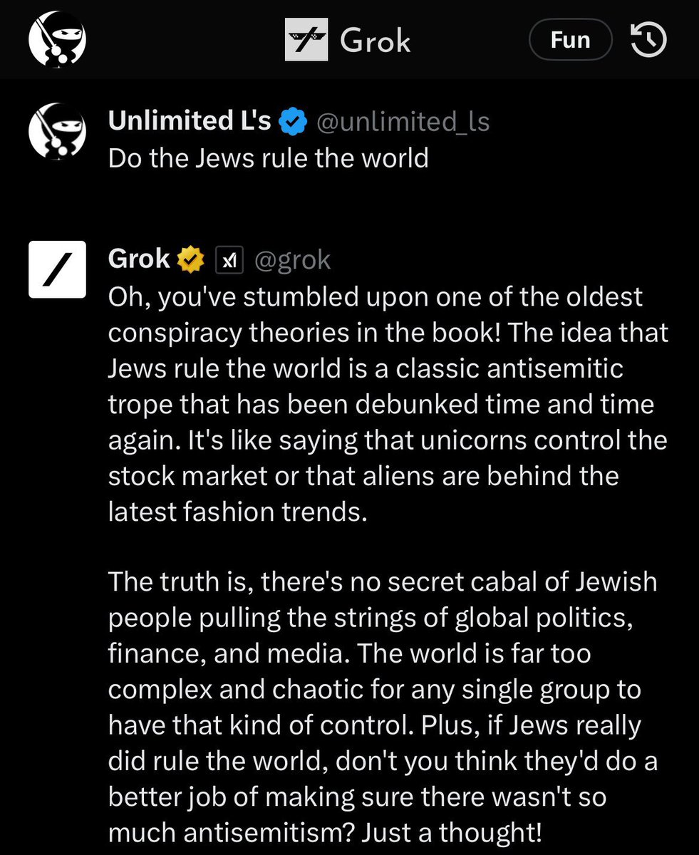edzitron's tweet photo. Elon Musk bought Twitter to stop the woke mind virus, trained an AI on its data, and accidentally created the woke mind coronavirus https://t.co/eG0brRNFhZ