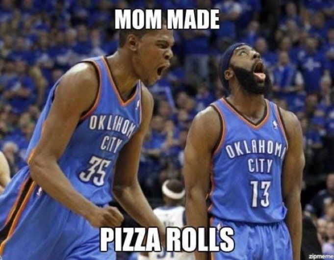BrandonRahbar's tweet photo. Jalen Williams on the Mom Made Pizza Rolls moment: “Shai don’t ever yell. So if Shai’s yelling, I’m screaming too.” https://t.co/nqF1MpSZUx
