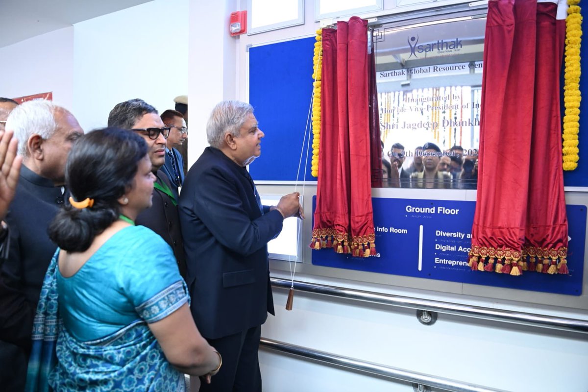 VPIndia's tweet photo. Hon'ble Vice-President, Shri Jagdeep Dhankhar inaugurated the Sarthak Global Resource Centre &amp; 10th National Conference on Disability in Gurugram today. #10thNCD https://t.co/3CyiAtNacm