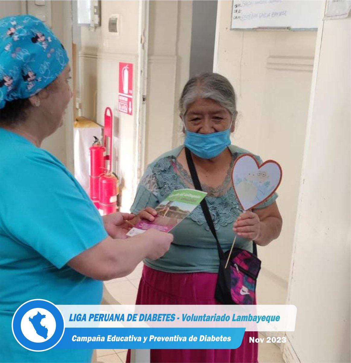 ligadiabetes's tweet photo. VOLUNTARIADO LAMBAYEQUE 2023

Campaña Educativa en el Hospital Belén, organizado por el Voluntariado Lambayeque, martes 21 de noviembre 2023
Participan:
▪️Téc. Enf. Edith Niño Ventura
▪️Bach. André Josué Rivero Zapata
▪️Lic. Enf. Cecilia Villoslado Calderón https://t.co/OWQqxXO60o