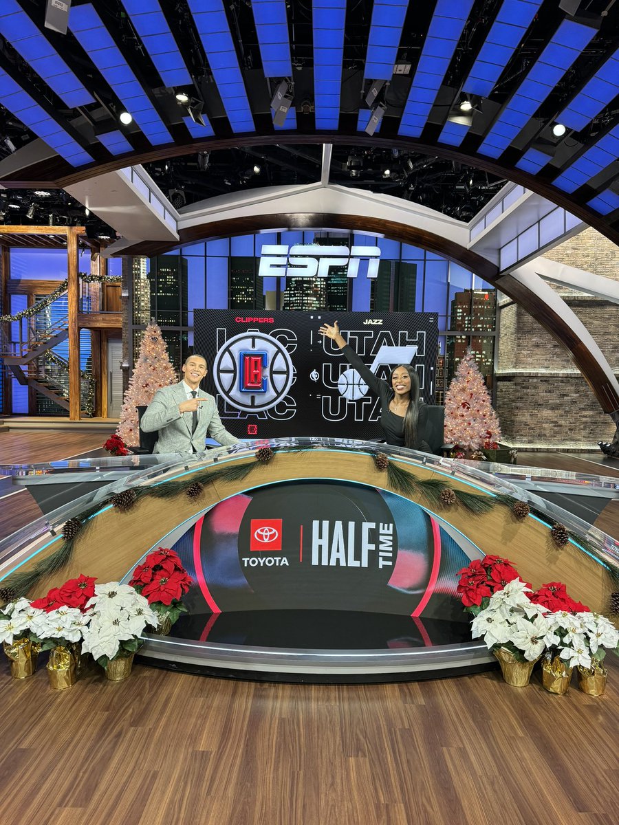 In the studio tonight for halftime of Clippers vs Jazz with WNBA superstar @chiney. @ESPNNBA