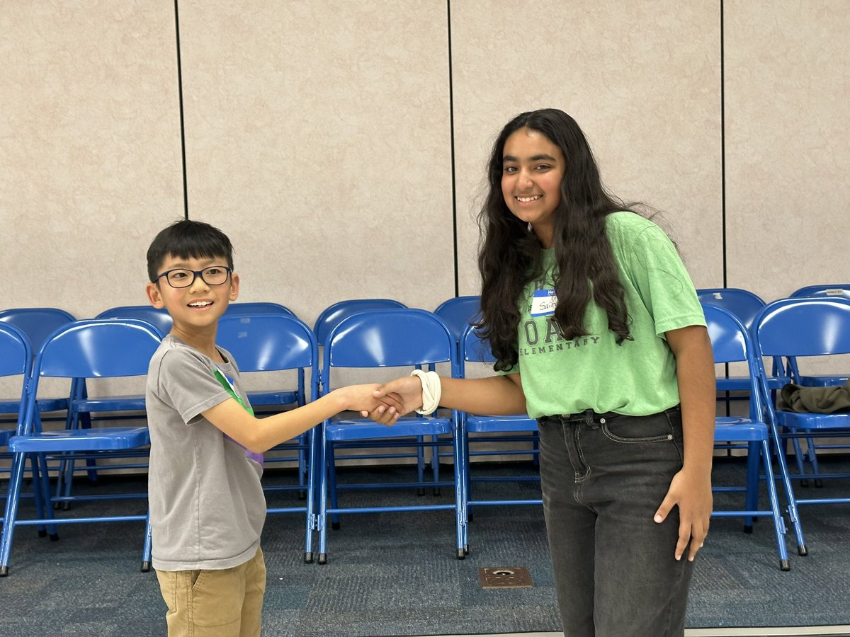 Our first and second place winners are Saira Bans and Nathan Han. Saira will move on to the Ventura County Spelling Bee. Congratulations to all of our Spelling Bee participants! #opshares #teamopusd