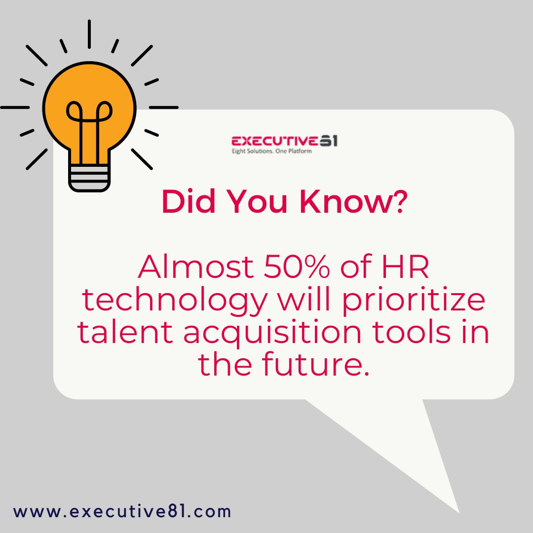 Executive81One's tweet photo. Did You Know?
Almost 50% of HR technology will prioritize talent acquisition tools in the future.
.
.
#hr #hrfacts #talentacquisition #hrtools #humanresources #work #training #business #entrepreneur https://t.co/UjV1g0Tksu