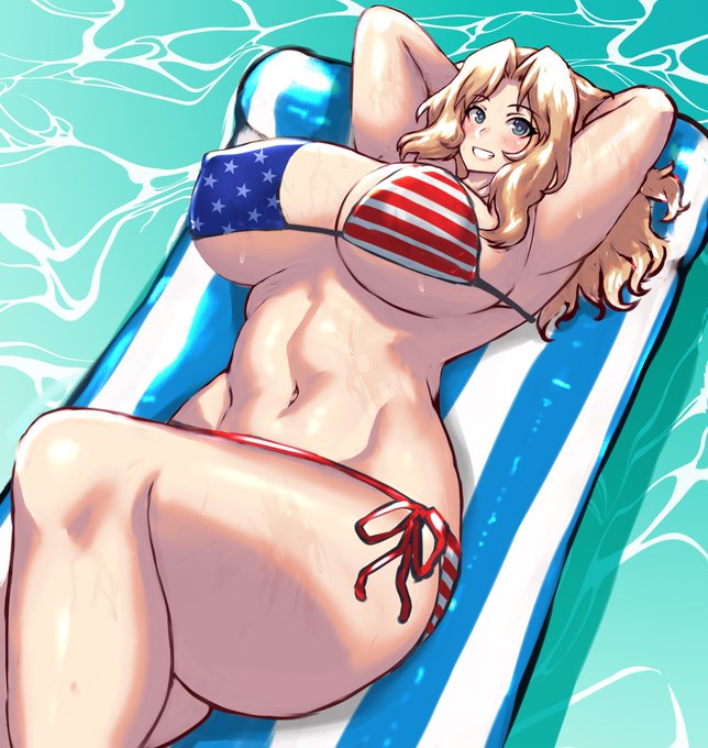 #くそ寒いので水着絵を貼る
南半球は夏らしいぜ。学園艦なら余裕でしょ!

(最終章の無限軌道杯は冬大会なのに明らかに真夏な場所で試合してるし…) 