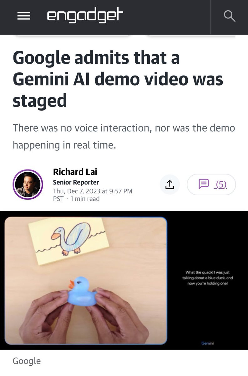 lulumeservey's tweet image. Google vs. Mistral: a tale of two AI launches and a case study in knowing your audience
Google announced their new model two days ago. It was named Gemini, and it wafted in with a blog post, brand guidelines, a press tour, and a polished sizzle reel that later turned out to be…