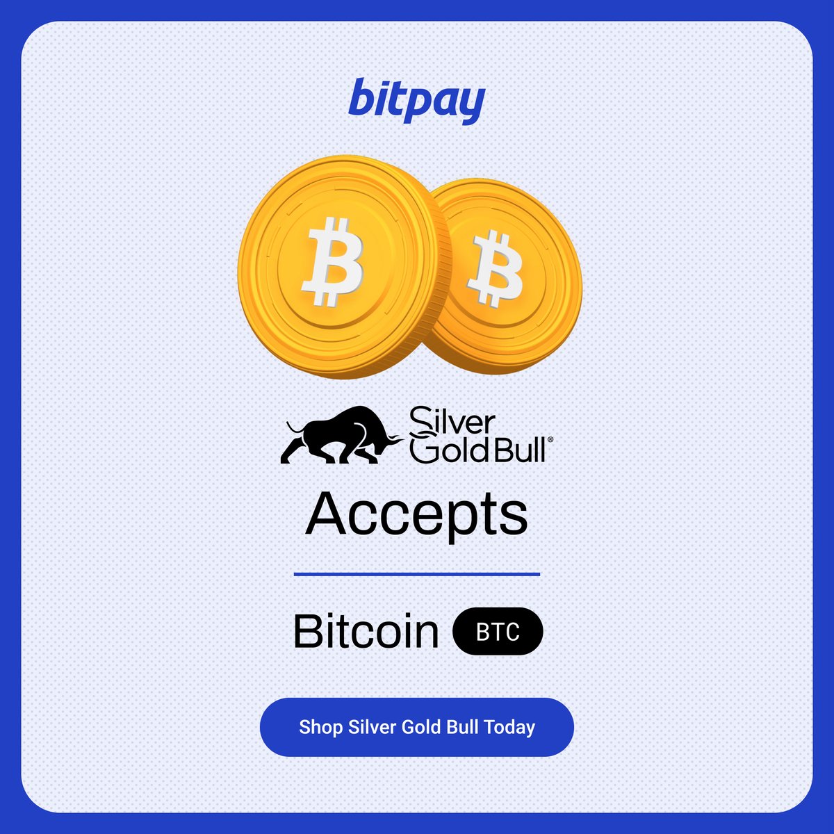 Known for delivering gold coins, gold bars, silver coins, silver bars, and  other precious metals. @SilverGoldBull offers the convenience of paying  with @Bitcoin using BitPay. #BitPay #Bitcoin #crypto #BTC $BTC
